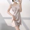 1011 new sexy nightdress women's summer suspenders ice silk pajamas ins printed pure desire pajamas with chest pads