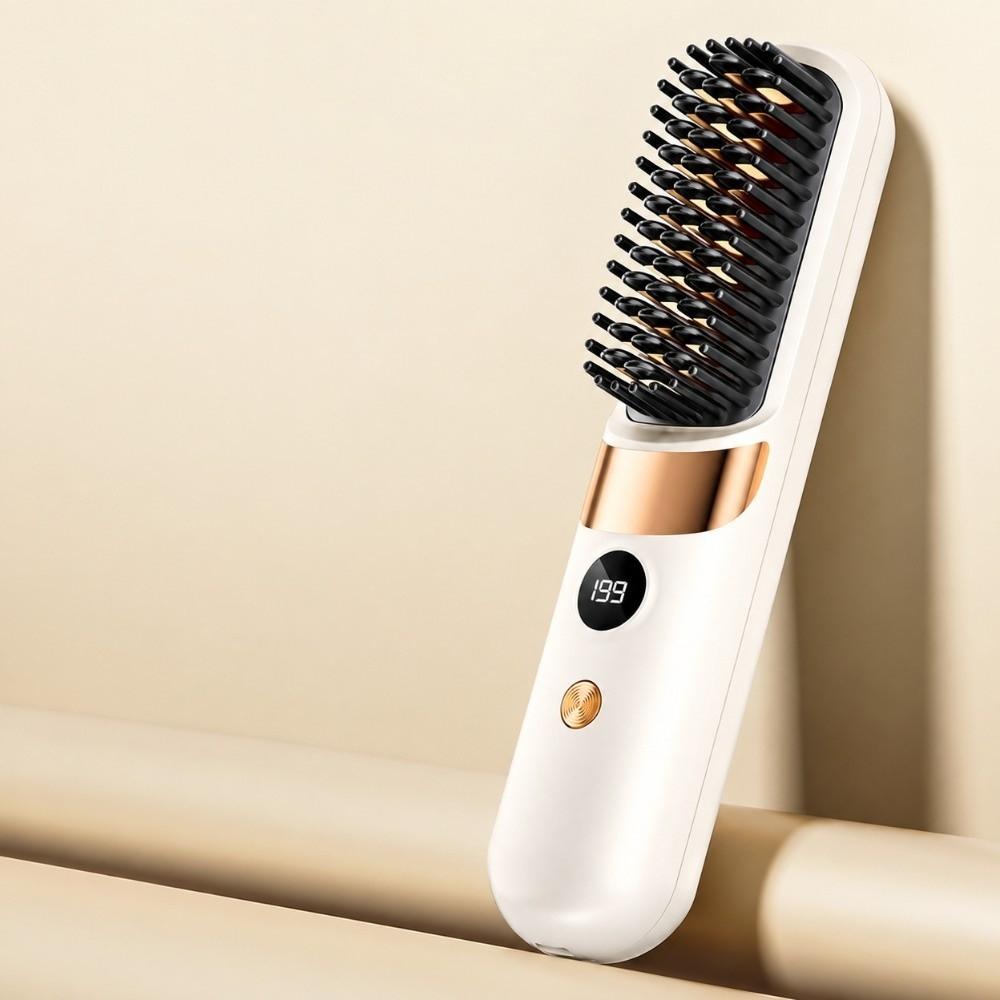 Plastic Material Hair Straightening Comb 4-Speed Temperature Adjustment Multifunctional Design Straightening And Curling Tool