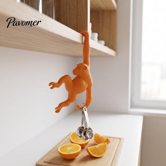Small Object Organizer Monkey Banana Hook, 3D Printed Under Cabinet Kitchen Hanger Storage Funny Under Shelf Fruit Design Holder Hook for Bananas,