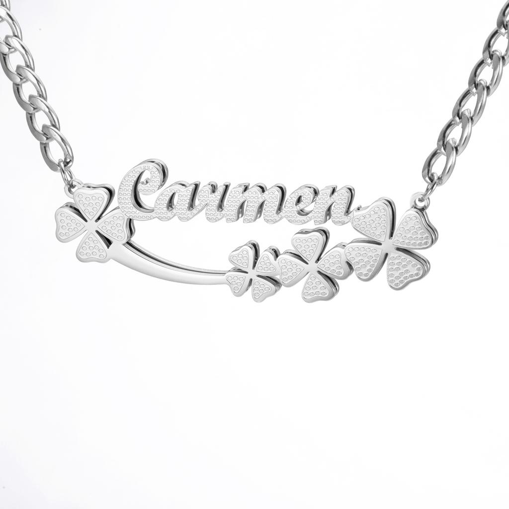 Lemegeton Custom Name Necklace Corrosion Textured Pattern Pendant Women Men Stainless steel Jewelry Personalized Party Gifts