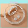 Geometric Bridal Jewelry Set With Water Diamond Necklace Earrings And Bracelet For Women