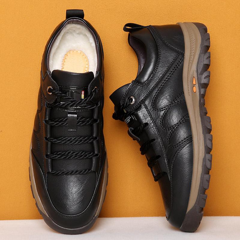 Size :38-48 cotton thermal non-slip outdoor hiking boots men's high-grade double cowhine casual shoes autumn winter snow boots