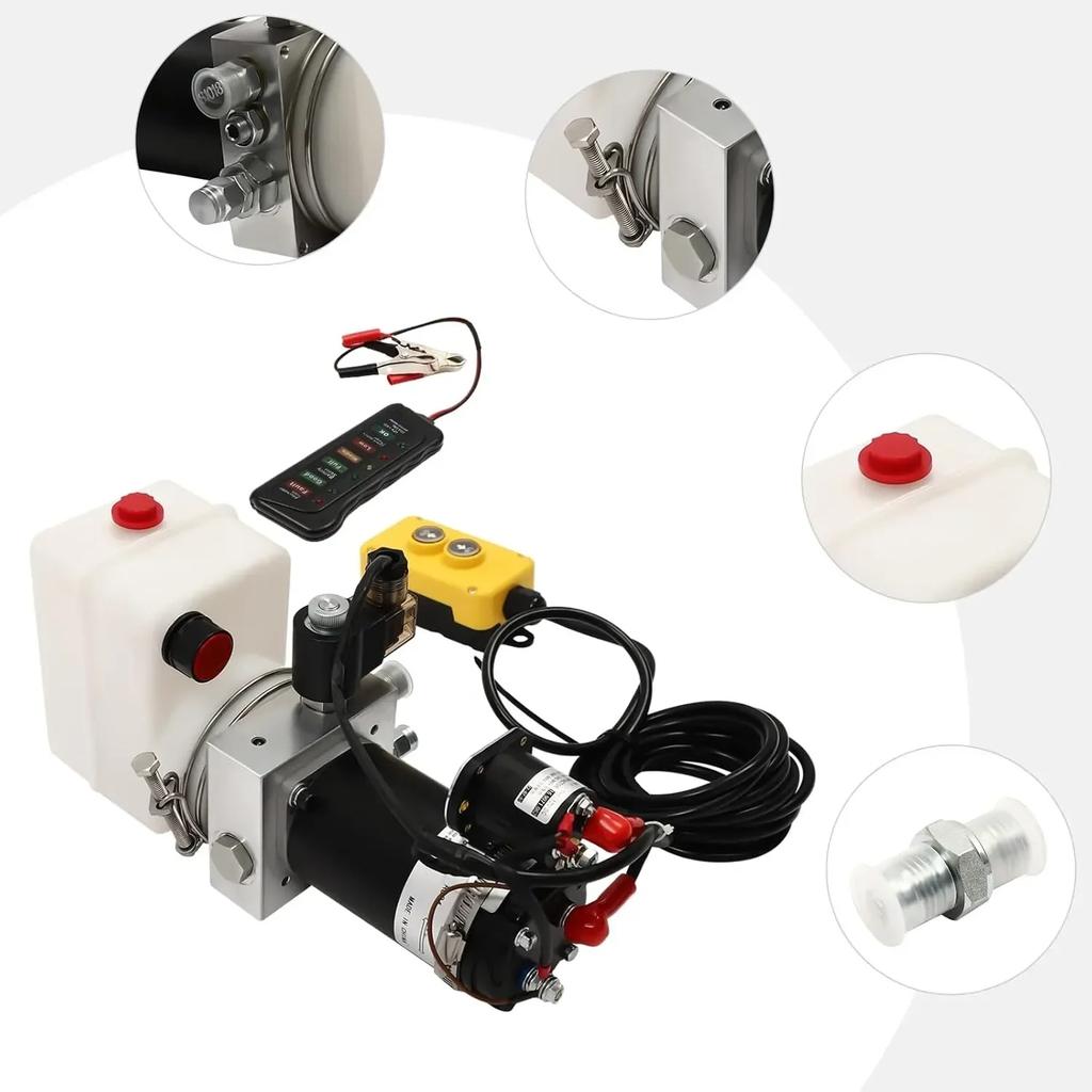 12V Hydraulic Pump for Tipping Trailer, Hydraulic Aggregate, Single-acting Hydraulic Pump for Tipper Hydraulic Pumps