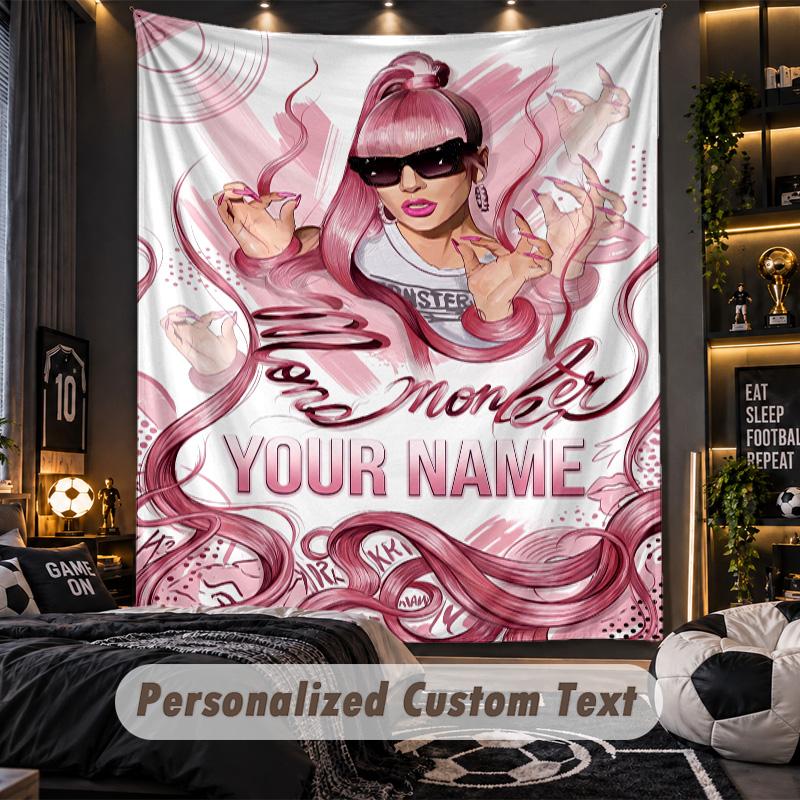 Personalisierte Wandtapisserie, Lady Gaga Individuell Bedruckter Name, Stoff-Wandkunst für Innenraum-Hintergrund