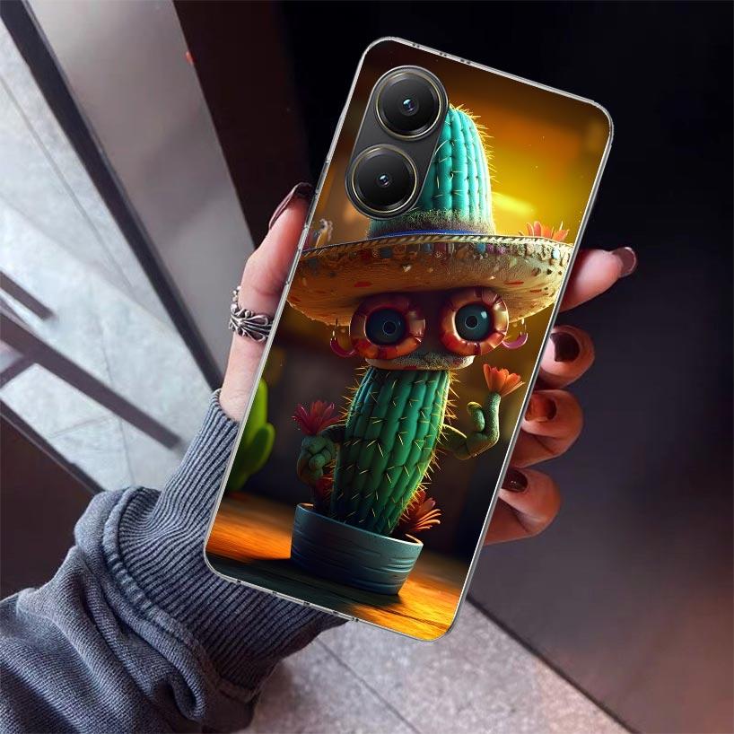 Cartoon Plant Cactus Phone Case For Xiaomi Poco X7 X6 X5 Pro F7 Ultra Redmi 15C 15 13 13C 12 12C 10 10A 10C 9 9A 9C 9T Shell Poc