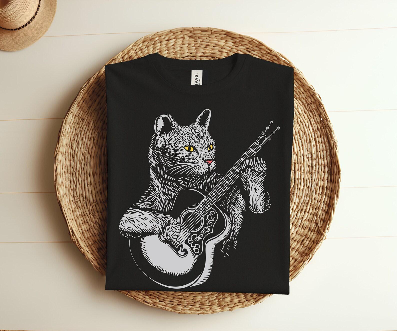 Cat Playing Guitar Cat Funny Guitars Cats Lover Gift T-Shirt, Kitty Cat owner Gift, Perfect Birthday Present Guitarist, Kids Shirt 100
