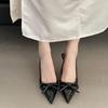 Temperament versatile pointed head bag head single shoes women's fashion thin heel bow new Chinese high heels women's 2025 autumn new