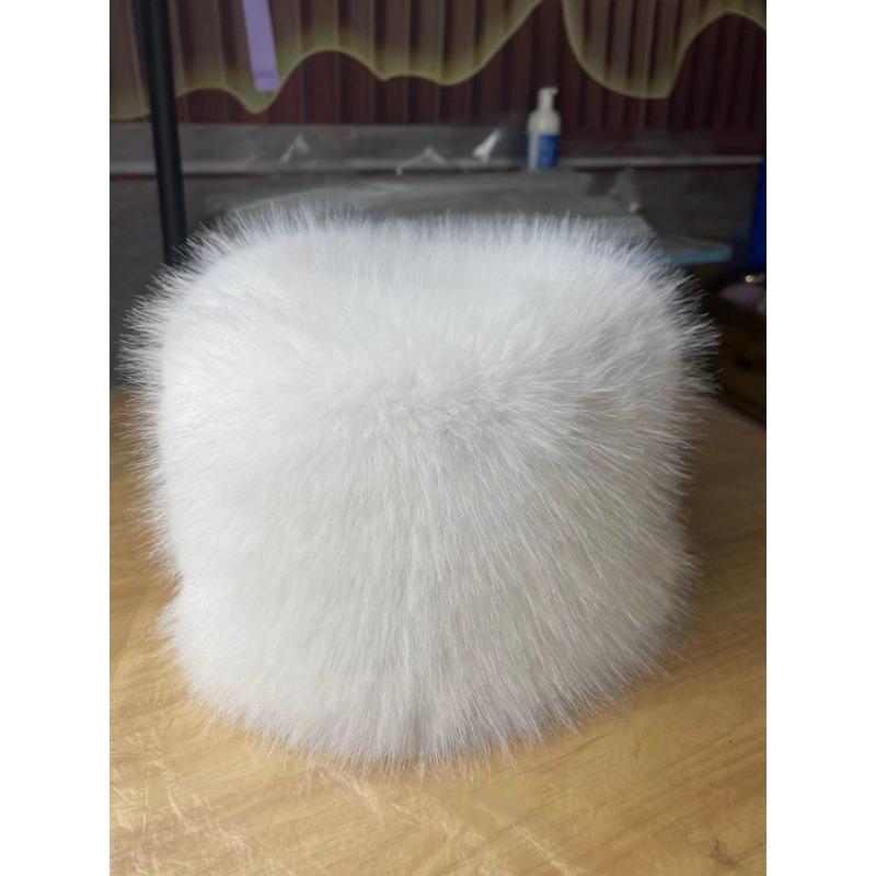 

Искусственный мех, новая шапка с плоским верхом из лисьего меха, утолщенный пух, теплая защитная шапка-купол, зимние шапки белый