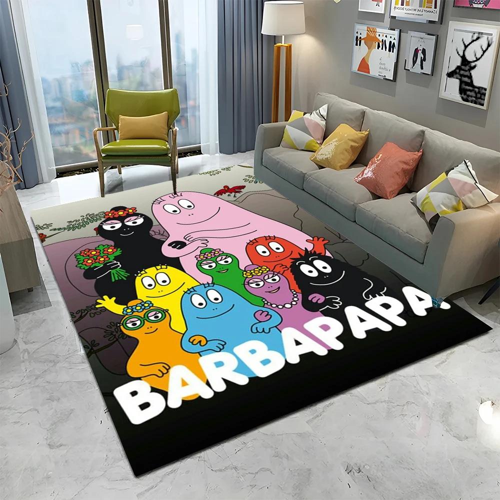 Tappeto Cartoon Anime Famiglia Barbapapa per Casa Soggiorno Camera da Letto Divano Zerbino Decorazione, Tappeto per Area Bambini Tappetino Antiscivolo