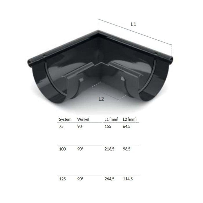 Gouttière d'angle extérieure 90°, Système 75, marron