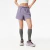 Li Ning Fitness Series Letter Mid Waist Drawstring Breathable Versatile Sports Shorts Women Shorts Dark-Gray Purple AKSV412-4