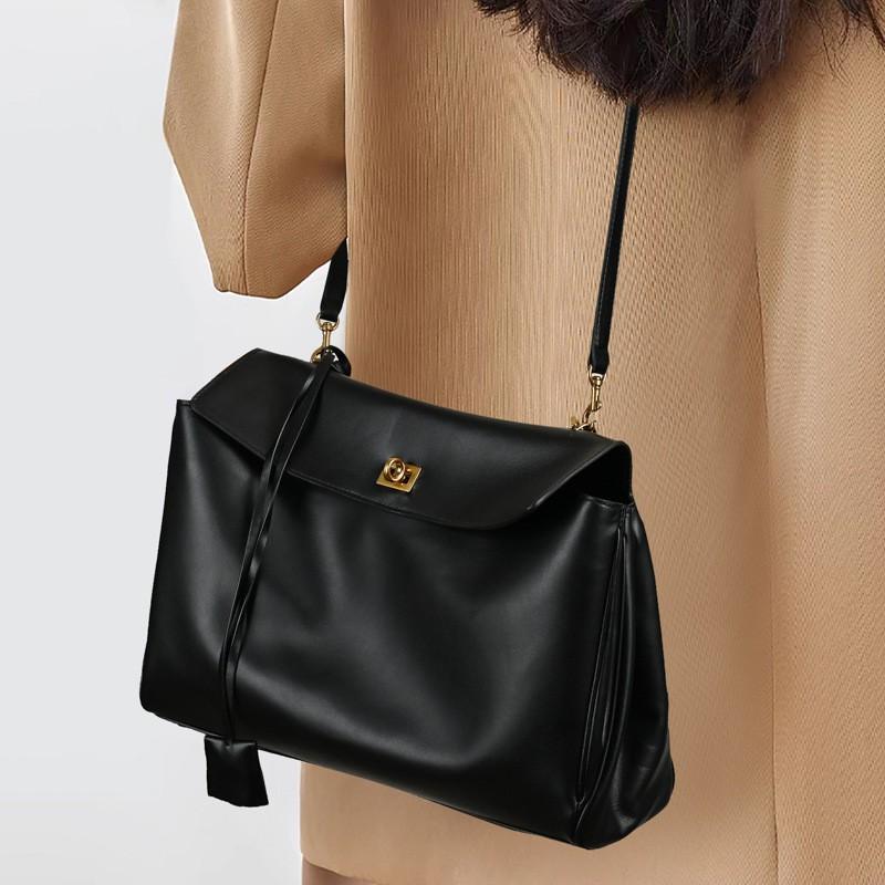 2025 New Women's Bag Authentic Leather High-end One-shoulder Large Capacity 100-piece Cross-border Cowhide