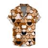 Vintage Button Up Shirt Man 3d Map Printed Short Sleeve Hawaiian Shirt Lapel Men's Clothing Casual Fashion Tops