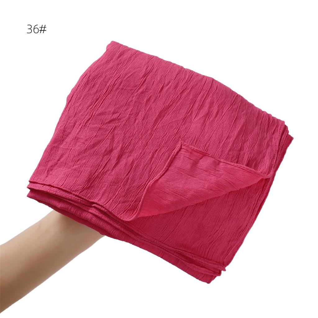 High Quality Breathable Elastic Wrinkle Long Scarf Women Plain Color Polyester Crinkle Soft Hijab Muslim Ladies Turban Headwraps