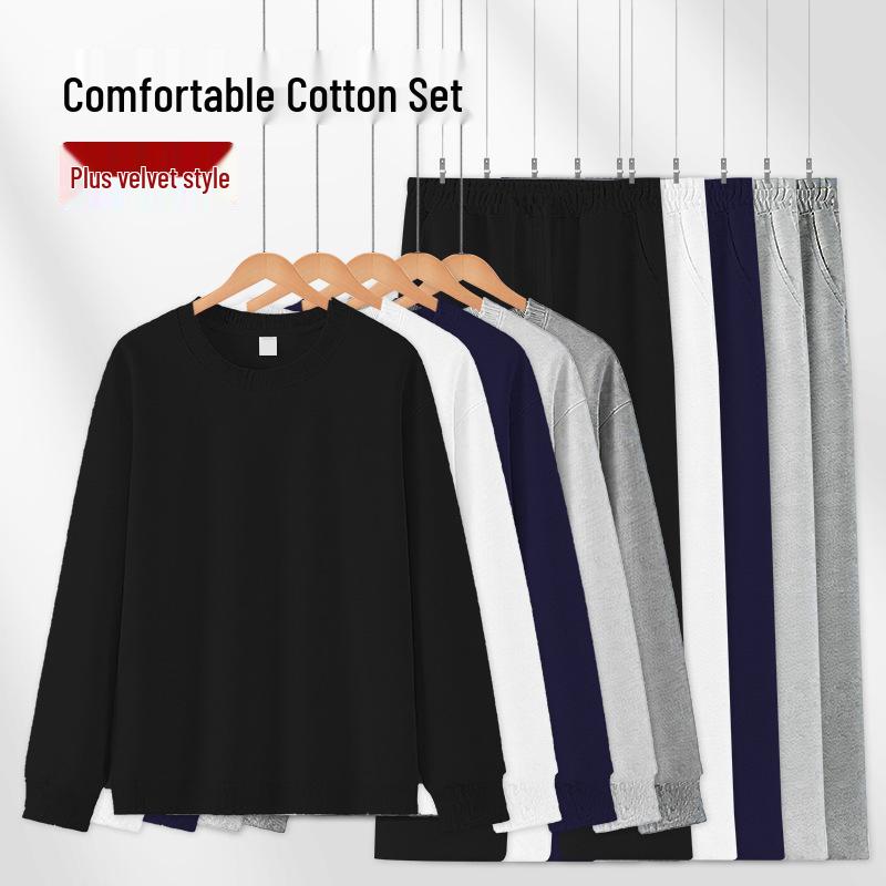 2025 Fall/Winter Women's Loose-Fit Velvet Sweatshirt & Straight-Leg Sweatpants Two-Piece Set