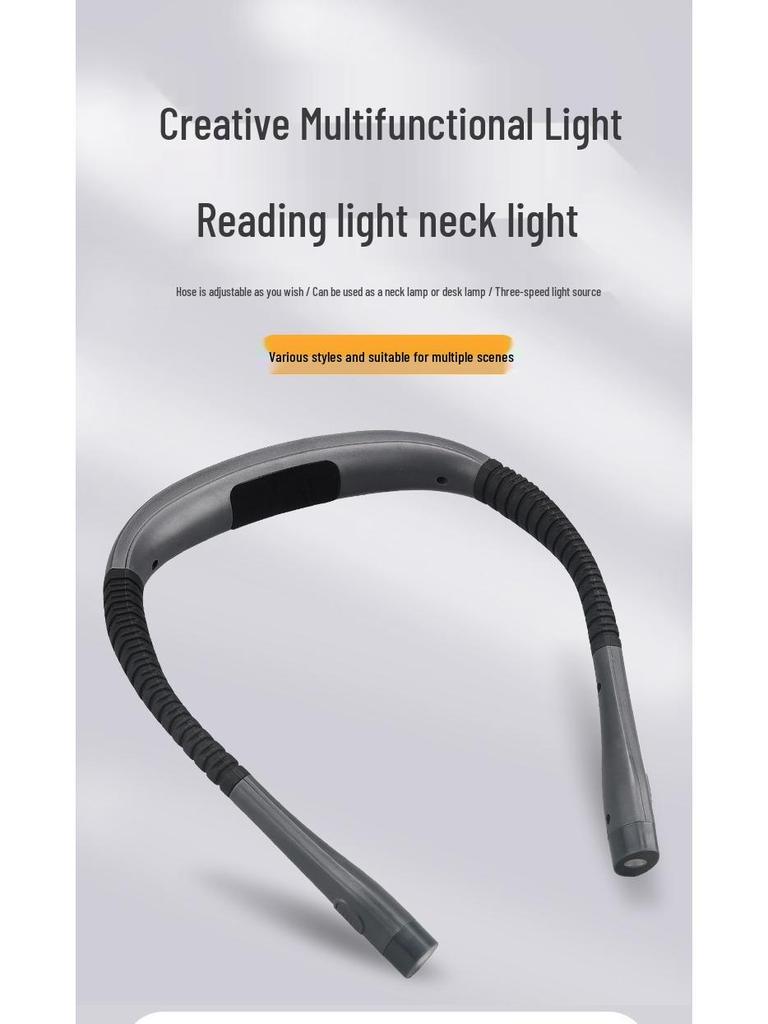 LED Neck-Hanging Reading Lamp with Eye Protection, Three-Speed, Dual-Color, Double-Head Lighting