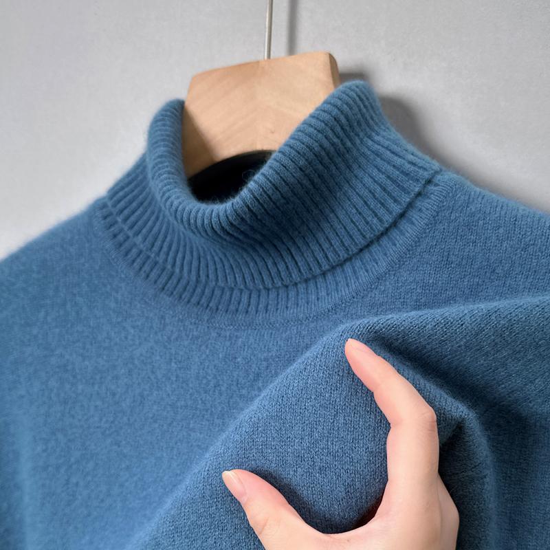 Men's High-Neck Knitted Sweater Winter Arrival Solid Color Minimalist Pullover Warm Fashion Commute Men'swear
