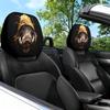 Car Headrest Covers Hip-Hop Style Wild Boar Print Pattern Car Seat Cushion Headrest Neck Pillow Protector - Featuring Cut