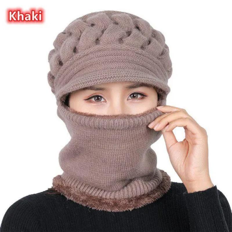 

1PC Winter Women s Hat Wool Knitted Thickening Coral Fleece Warm Hat хаки