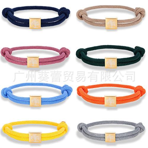 Classic Tree Of Life Hand Rope Stainless Steel Gold Buckle Tree Of Life Adjustable Men'S And Women'S Bracelets