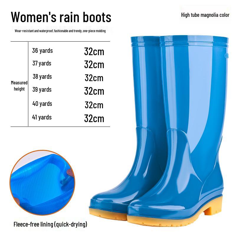 

Женские модные дождевые сапоги на низком каблуке - Нескользящие, Высокие, Мягкая ПВХ резина 39