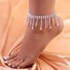 Exquisite Cubic Zirconia Chain Anklet for Women Fashion Copper Color Double Layer Water Droplets Bracelet Barefoot Foot Zircon
