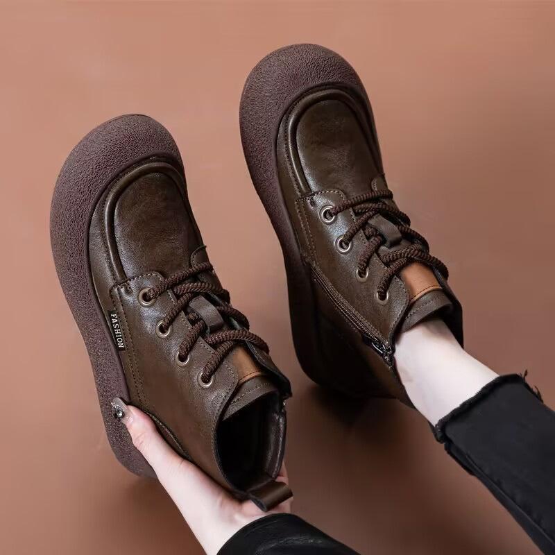 Thick-soled Boots, Women's Shoes, Fleece Boots, New Height-increasing Ankle Boots, Retro Boots