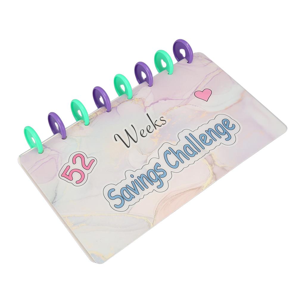 Segregator oszczędnościowy Wyzwanie oszczędzania przez 52 tygodnie Książka pieniędzy Zabawny segregator budżetowy Organizer książkowy z gotówką