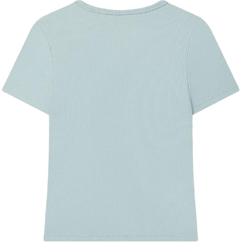 FILA X MAISON KITSUNE Original Fashion Casual Letter Slim Fit Dopamine Short Sleeve T-Shirt Women T-Shirt Fruit-Gray-Green F11W529108F-GN