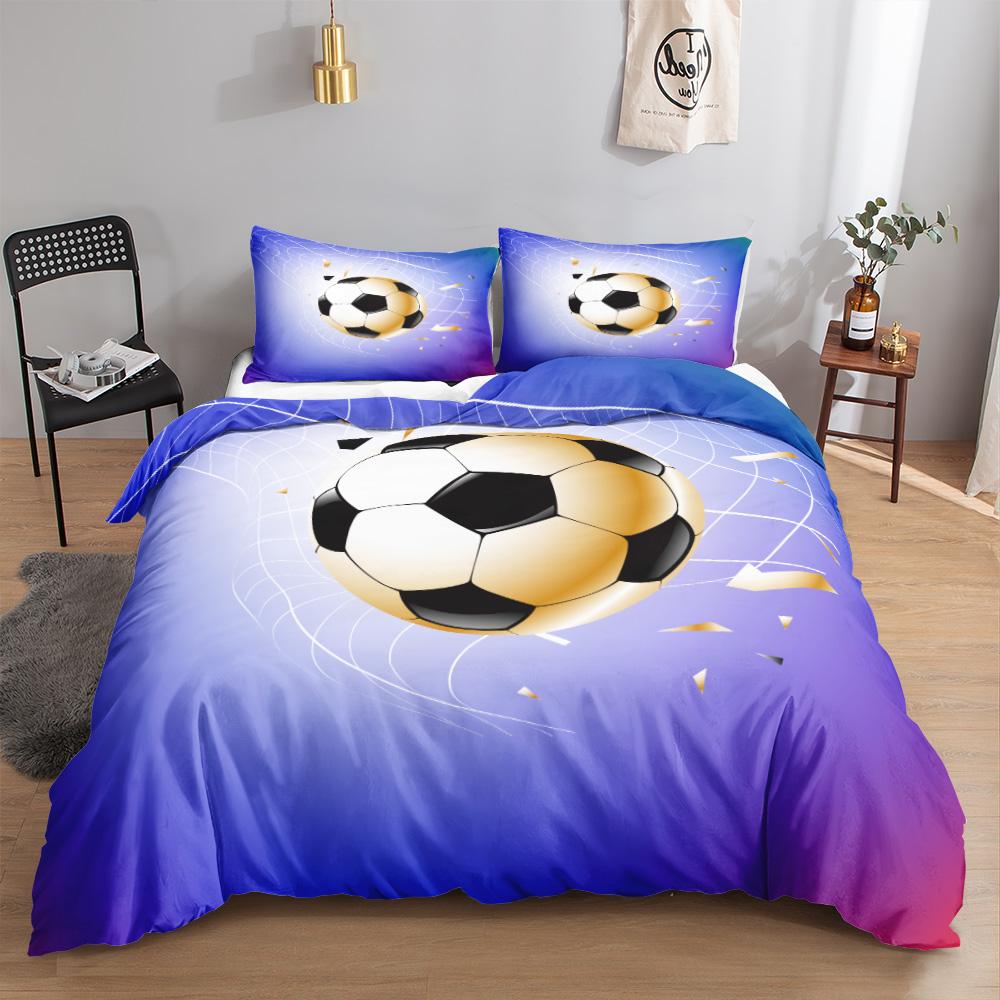 Soccer Duvet Cover Twin Football Kids Bedding Set Soft 3D Quilt Cover Boys Teens Football Lovers King Polyester Comforter Cover