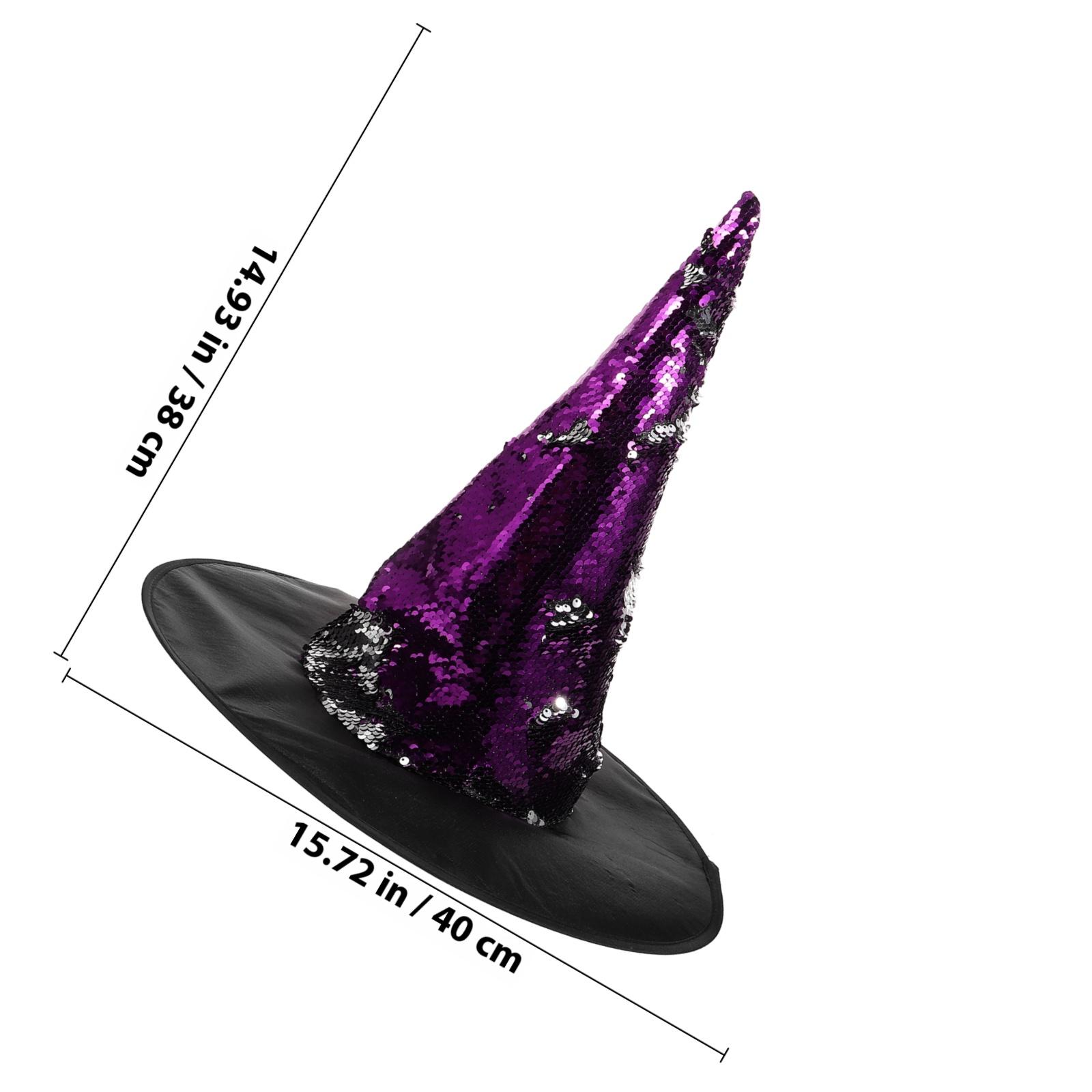 

Halloween Witch Hat Sequin Glitter Cosplay Costume Accessory Party Dress Up Women Girls Masquerade Decorative Witch Hat чорний
