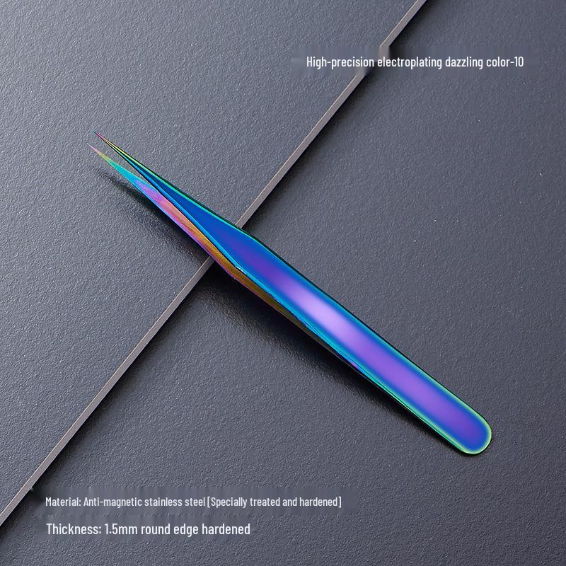 Black Anti-Static Stainless Steel Curved Tip Tweezers Set for Nail Art, Journaling, and Repairs