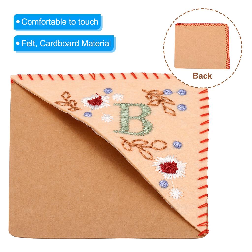 Personalized Hand Embroidered Corner Bookmark Cute Flower Felt Stitched Triangle Book Mark Page Marker for Women Men Book Lovers