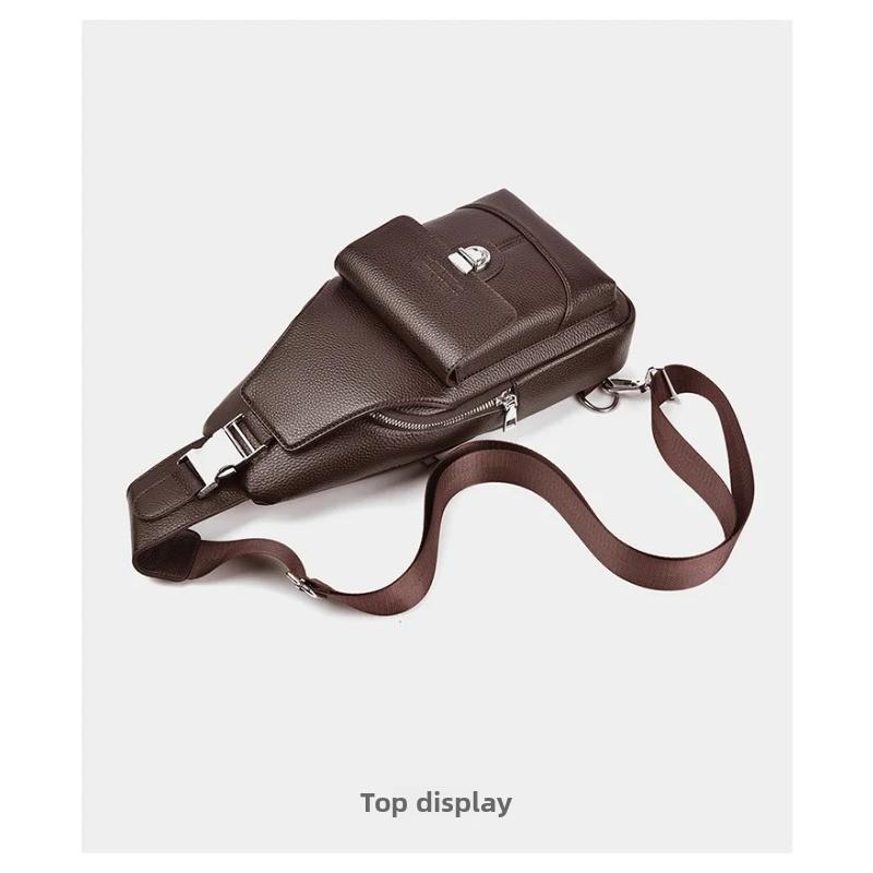 Large Capacity Men's Crossbody Bag  PU Leather Sling Pouch, Chest Bag,for Phone, Wallet & Keys, Outdoor & Daily Commute