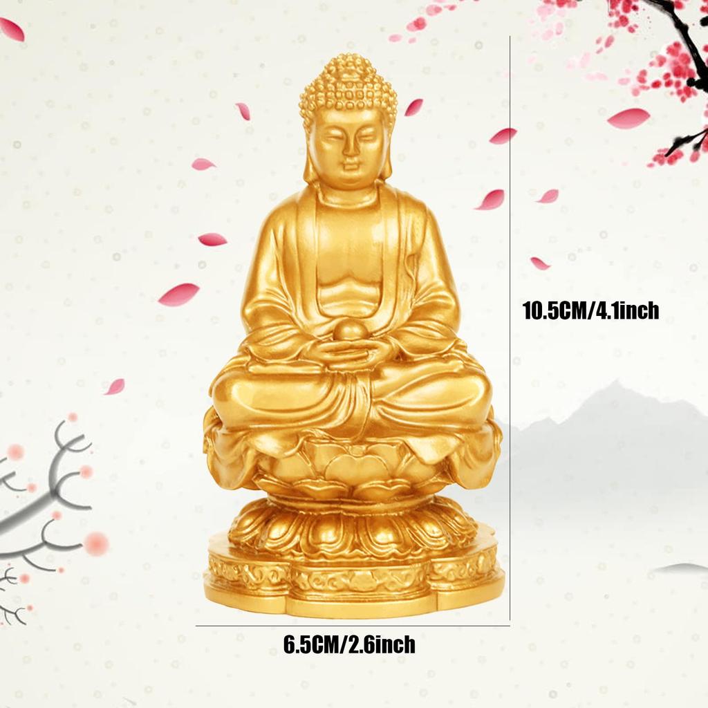 Shaka Nyorai Buddha Statue, Seated Buddha Statue, Object, Protection from Evil, Good Fortune, Feng Shui, Auspicious Item, Entryway Ornament (Gold)