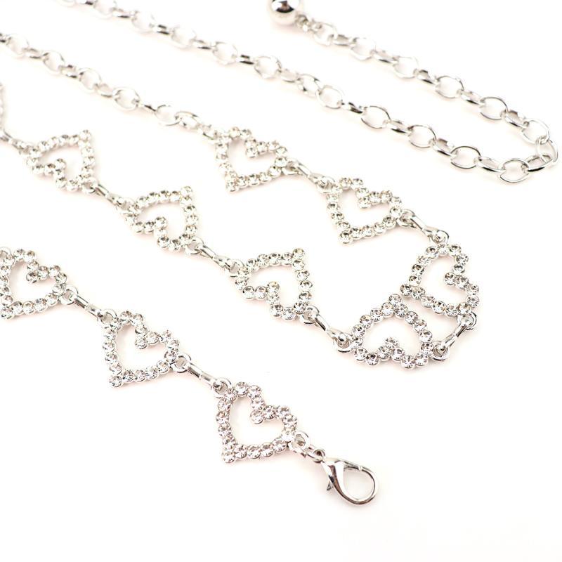 Giftable Rhinestone Heart Waist Chain Adjustable Tassel Women Jewelry for Dress Jeans Birthday Gift for Girlfriend
