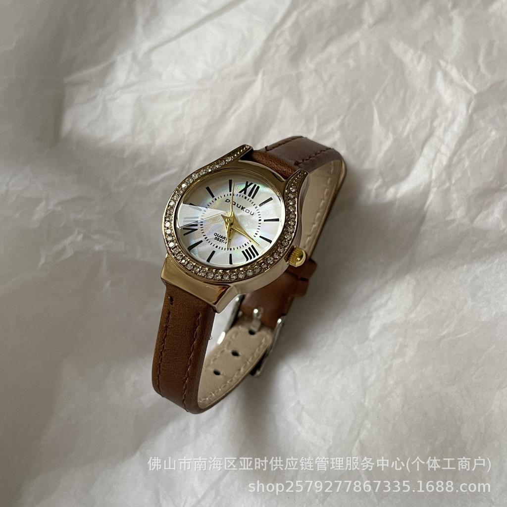 Cardamom Niche Color Fritillary Watch Female Style Student Simple Temperament Drill Surface Round Small Dial