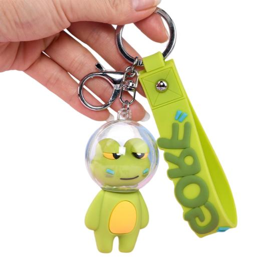 

Акриловый брелок в виде лягушки, милый 3D космический лягушка, фигурка, сумка, брелок для ключей, подвески с пряжкой, школьная сумка с мультяшным животным, автомобильный кулон, подарок на день рождения зелёный