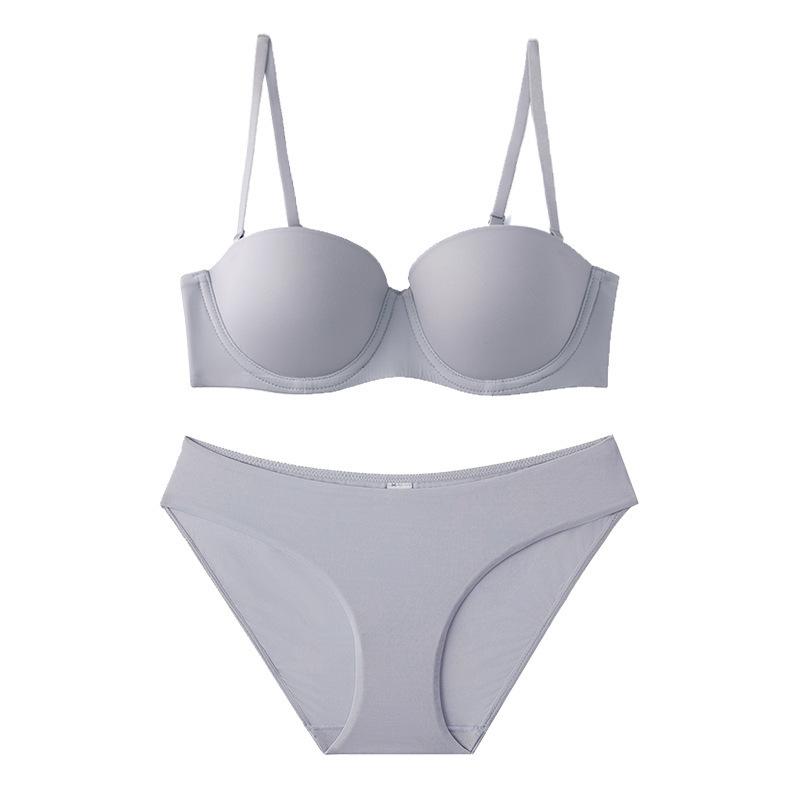 Summer sexy seamless underwear half cup smooth non-slip strapless underwear small breasts gather anti-sagging bra