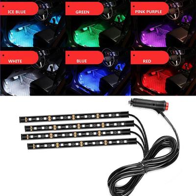 12led Car Interior Ambient Foot Strip Light Kit Backlight Atmosphere Decorative Auto 5v/12v Accessories Lamp Usb Neon Vehic S9x2