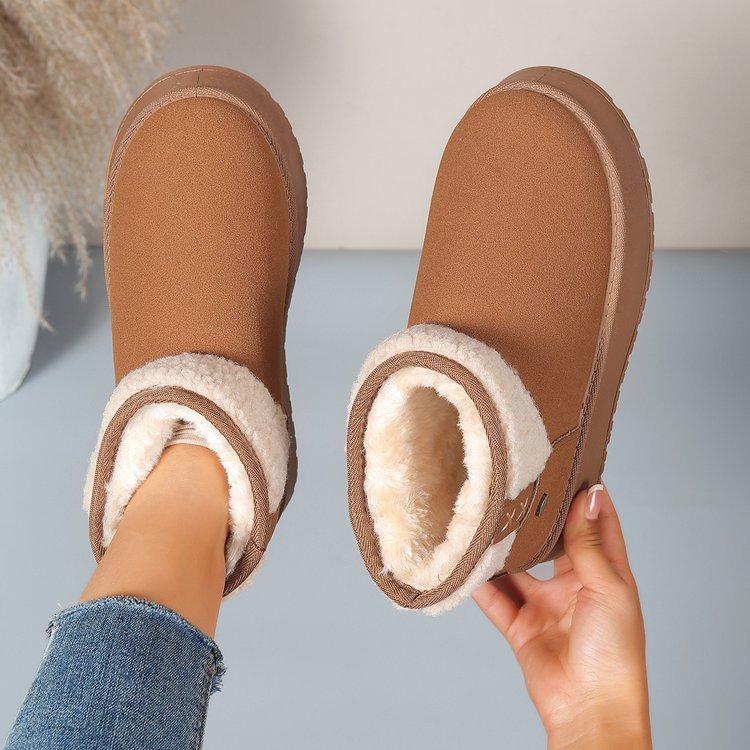 Women's Padded Cold Warm Thick Soles Lightweight Hiking Mountaineering Waterproof Non-slip Sports Snow Boots Cotton Shoes