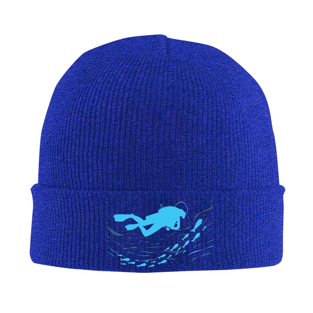 Custom Scuba Diving  Skullies Beanies Caps Streetwear Winter Warm Unisex Women Knit Hats Unisex Adult Ocean Diver Bonnet Hat
