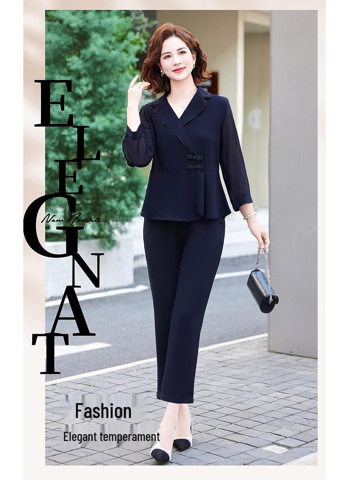 2026 Elegant Spring Suit: Stylish Two-Piece Set for Middle-Aged and Elderly Women