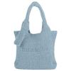 Finissage Gem Lame Shaggy Logo Bag, a Compact, Glittery, Shaggy Knit Handbag for Women. Stylish, Blue.