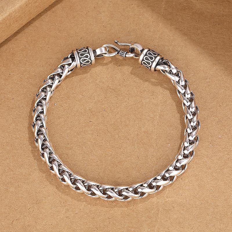 Cuban Link Twist Bracelet for Men - Thick Alloy Rope Chain, Adjustable Masculine Unisex Jewelry Gift for Boyfriend Husband