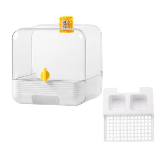 No Mess Bird Cage Feeder 2 in 1 Transparent Parakeet Bathtub with Bottom Drawer Multi-functional Shower Box for Budgies Parakeet Small Parrot