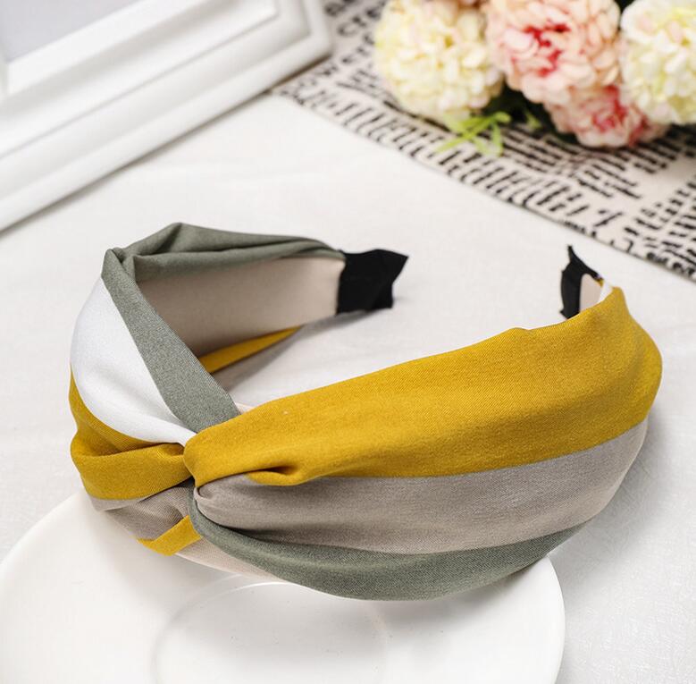 New Fashion Women Hairband Wide Side Headband Cross Knot Turban Classic Striped Headwear Girls Hair Accessories Drop Shipping