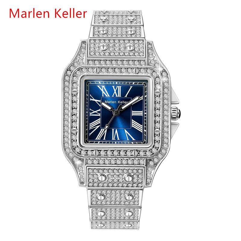 Dámské hodinky Módní Luxusní Křemenné Náramkové Hodinky pro Dámu Ciferník s Diamanty Hodiny z Nerezové Oceli