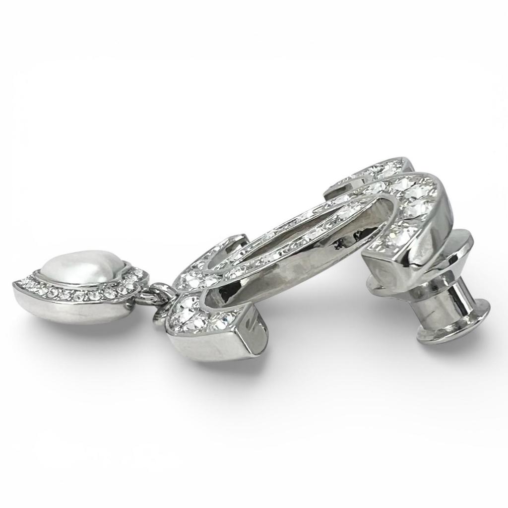 Excellent CHANEL Brooch B23 Coco Heart Rhinestone Pin Silver Women Used