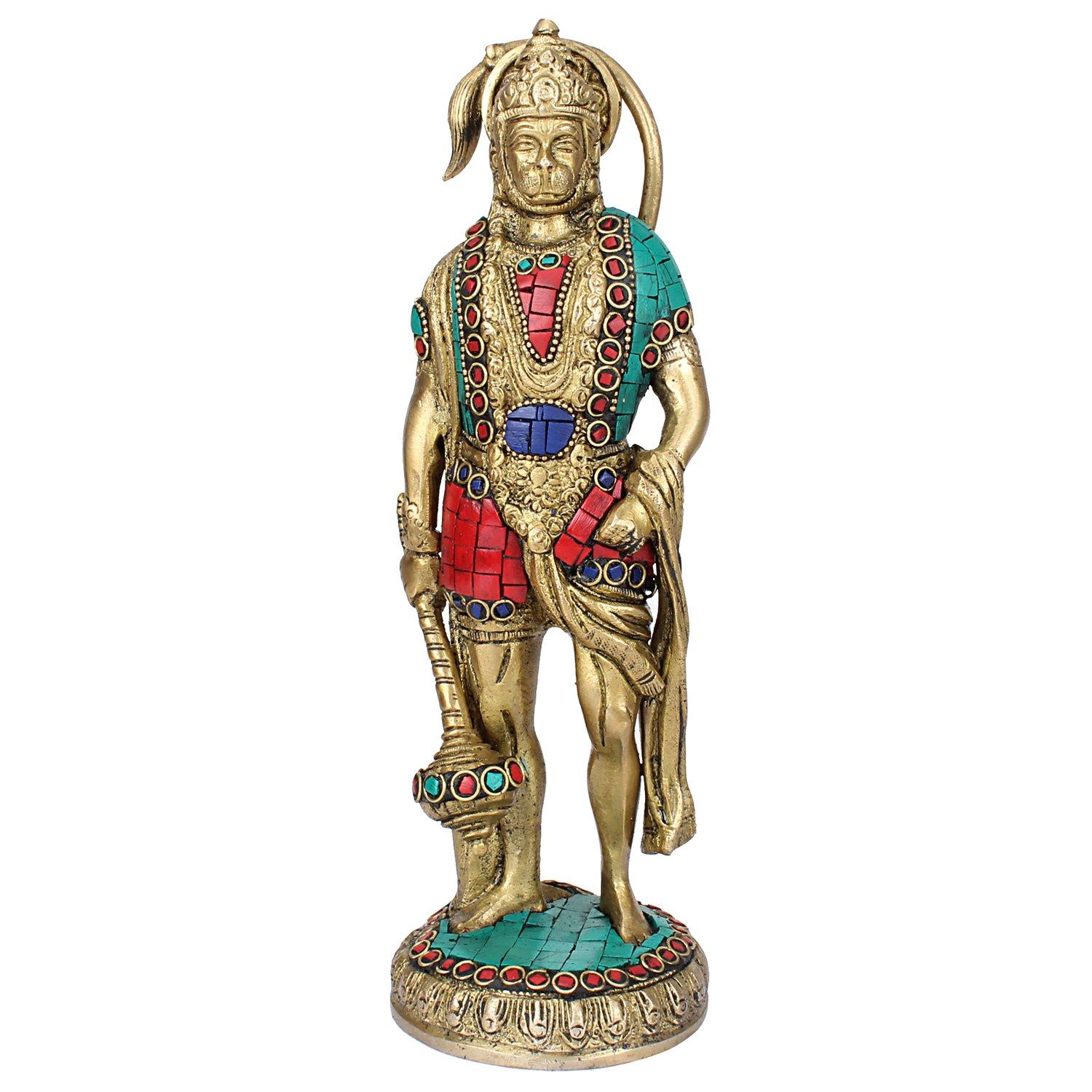 God Hanuman Ji Murti, Lord Balaji Bajrangbali Bahubali, Multicolor - 10 Inches